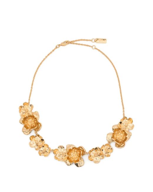 Chloé Metallic Bouquet Flower Necklace