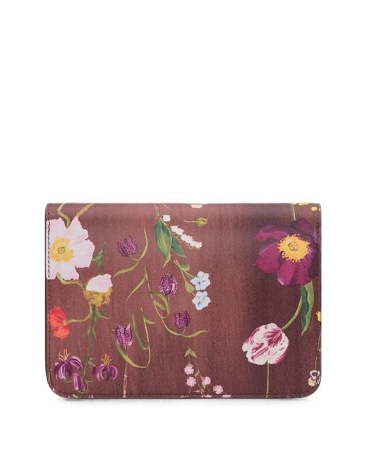 Oscar de la Renta Pink O Pochette Floral-Print Clutch Mini Bag
