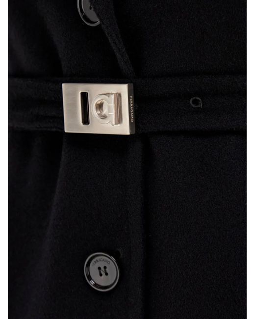 Ferragamo Black Wool-Blend Coat