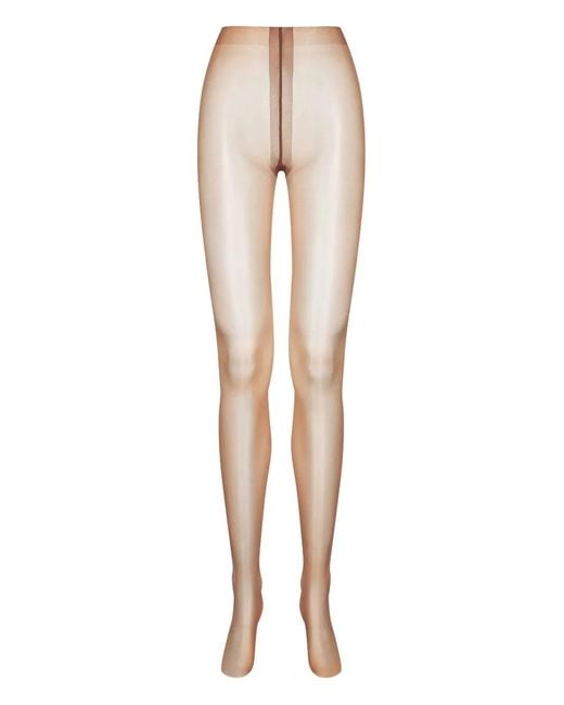 Maison Close Natural Satin High-Waisted Tights