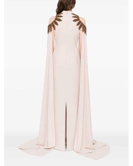 Jean Louis Sabaji White Embellished Cape Dress