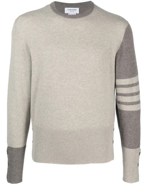Thom Browne Gray 4-Bar Stripe Cashmere Jumper for men