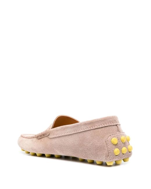 Tod's Pink Gommino Bubble Suede Driving Shoes