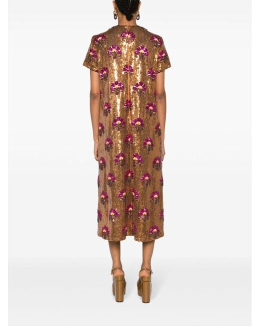 LaDoubleJ Metallic Sequin-embellished Midi Dress