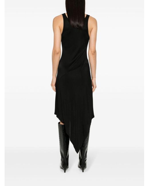 Helmut Lang Black Asymmetric-hem Midi Dress