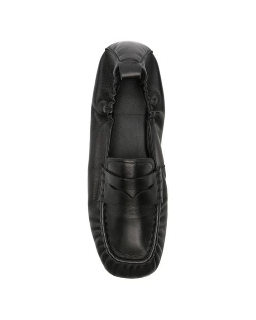 COPENHAGEN Black Lea Elasticated Loafers