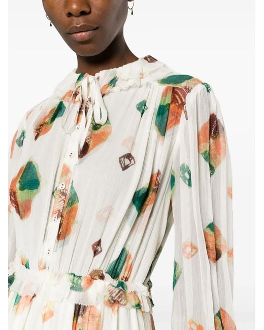 Ulla Johnson White Reina Chiffon Midi Dress