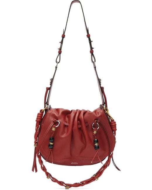 Isabel Marant Red Pleated Drawstring Shoulder Bag