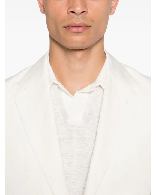 Blazer con botones y bolsillos de parche Canali de hombre de color White