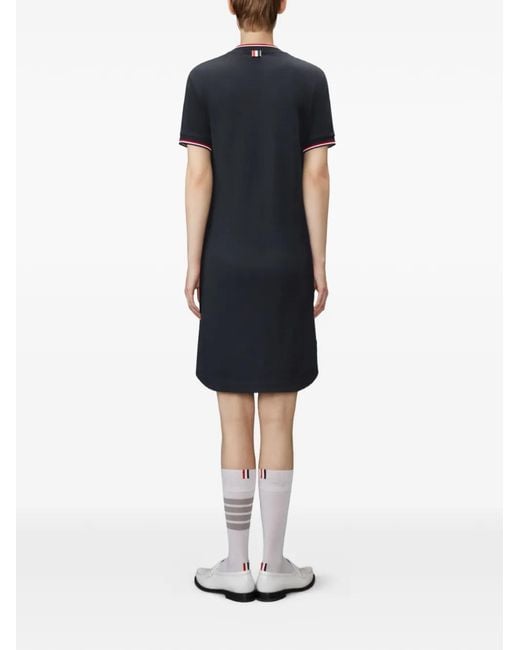 Thom Browne Blue Pique Dolman Mini T-Shirt Dress