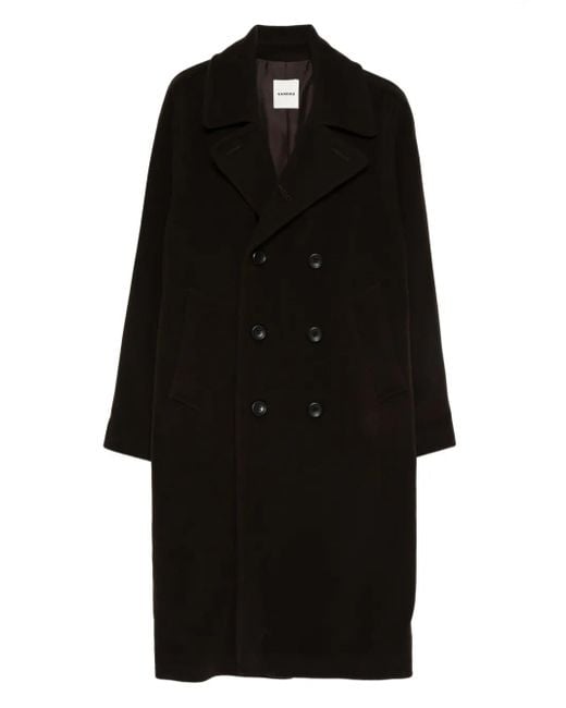 Sandro Black Double-Breasted Coat for men