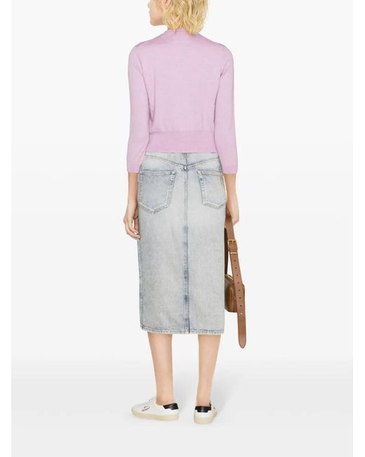 Isabel Marant Gray Light Cotton Vandy Midi Denim Skirt