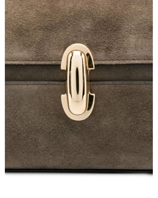 SAVETTE Brown Symmetry Top-Handle Clutch Bag