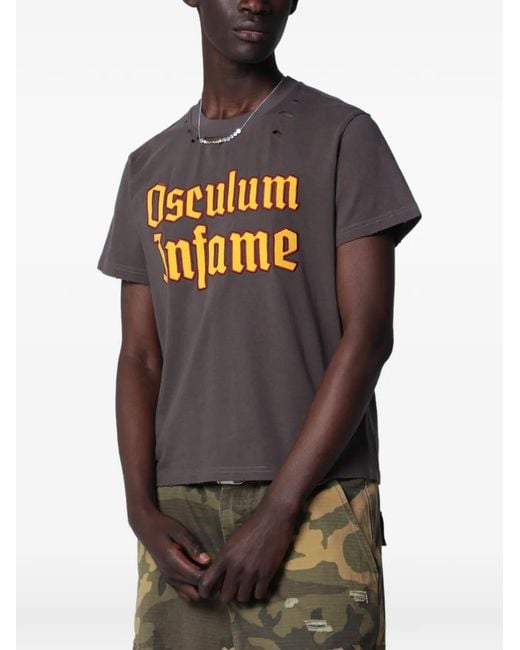 DAGGER Gray 6669 Distressed Text-Print T-Shirt for men