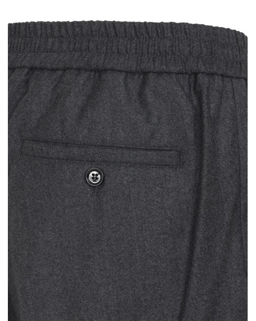 AMI Gray Elasticated-Waist Wool Trousers for men