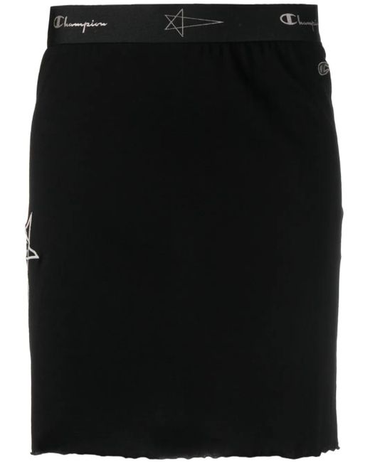 Rick Owens X Champion Black Logo-Embroidered Straight Skirt
