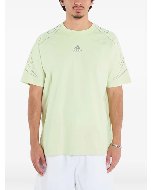 Adidas Green Adilenium Teamgeist Graphic-Print T-Shirt for men