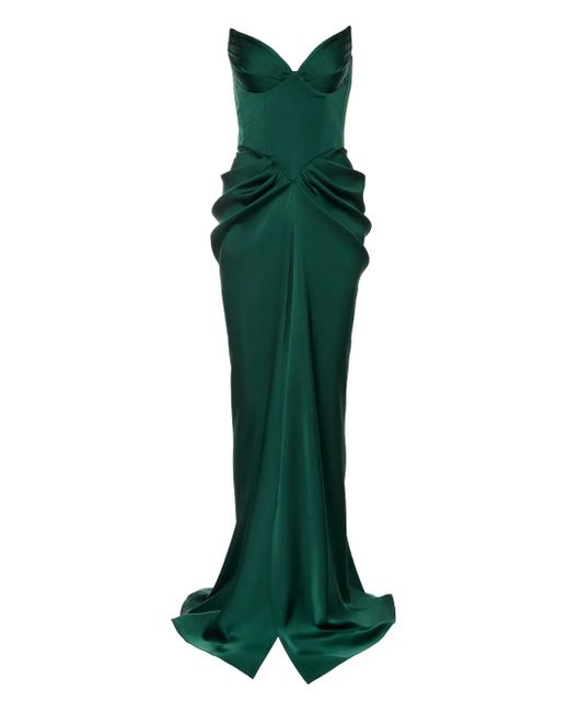 Vestido largo drapeado Ana Radu de color Green