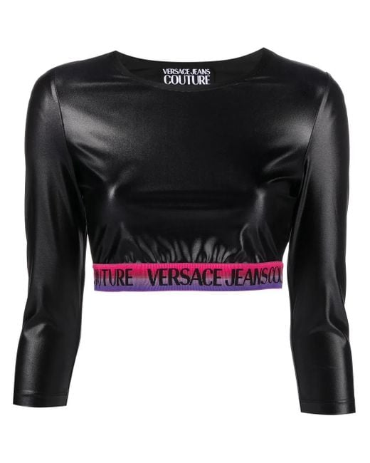 Versace Jeans Couture Cropped Top in het Black