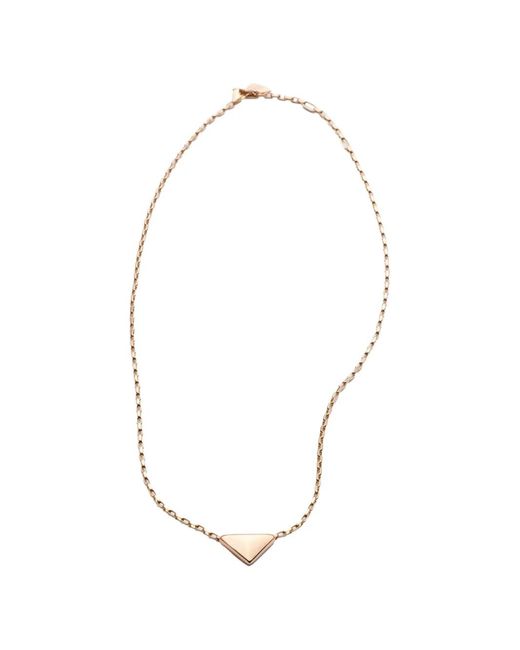 Prada White Collier À Mini Pendentif Triangulaire Eternal