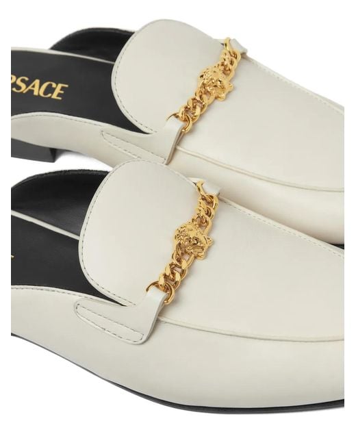 Versace White Medusa Leather Loafers