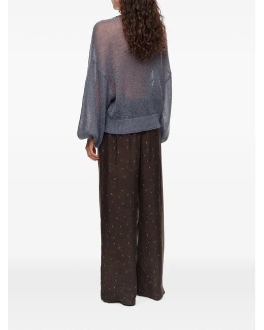 Bimba Y Lola Blue Light Mohair Boat-Neck Sweater