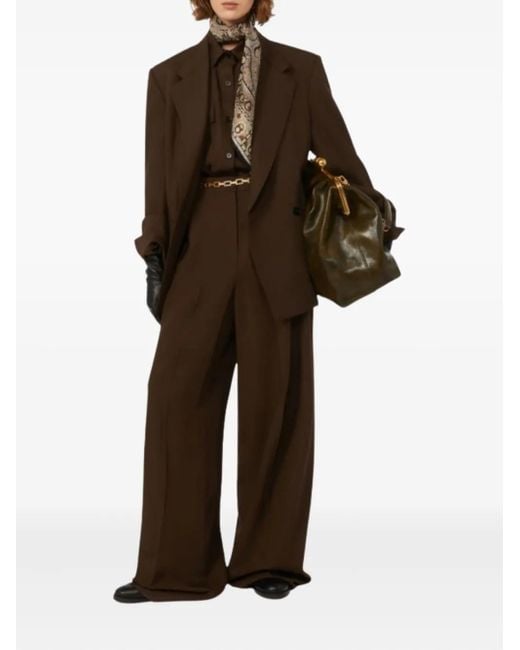 Weekend by Maxmara Brown Double-Breasted Wool Blazer