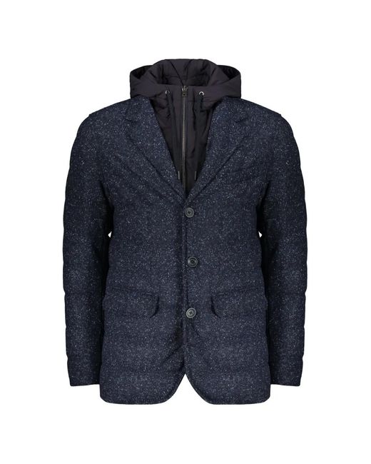 Herno Blue Hooded Padded Coat for men