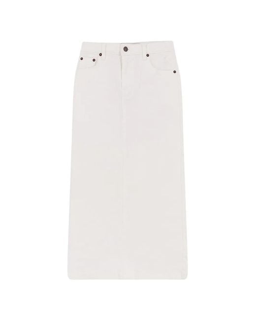 TONYWACK White Stitched-Profile Ripped Mid Skirt