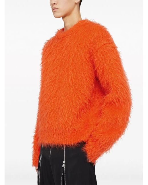 Jil Sander Orange Pull En Mohair À Effet Brossé for men