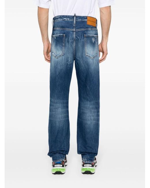 DSquared² Blue 642 Distressed Straight-leg Jeans for men