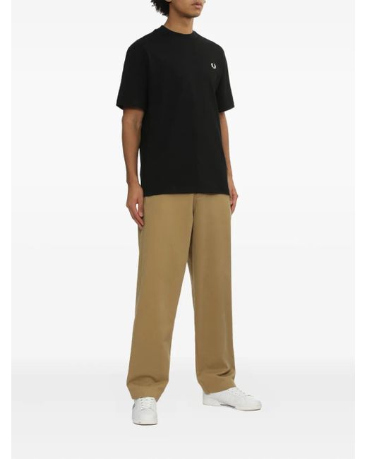 Fred Perry Black Small-Logo Cotton T-Shirt for men