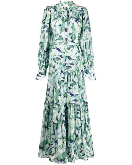 Acler Green Matthew Painterly-print Maxi Dress