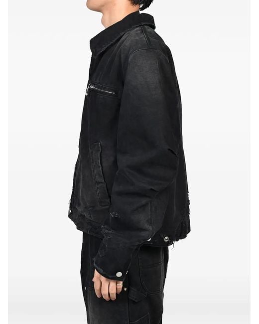 FILTH Black Distressed Denim Jacket for men