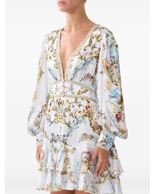Camilla White Long-Sleeve Mini Dress