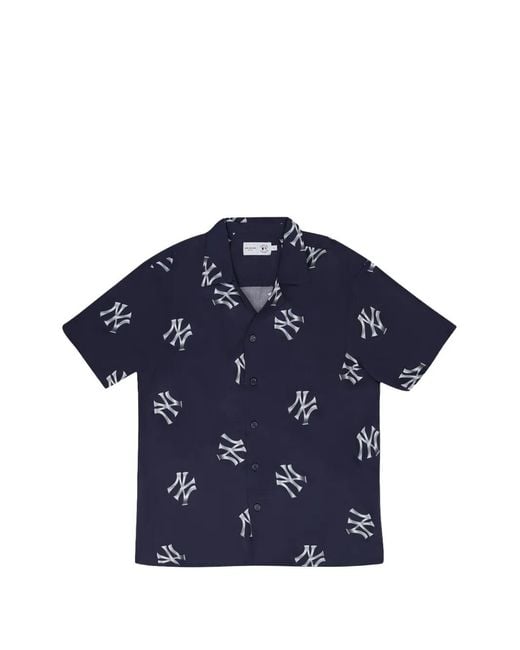 Aimé Leon Dore Blue X New York Yankees Logo-Print Shirt for men