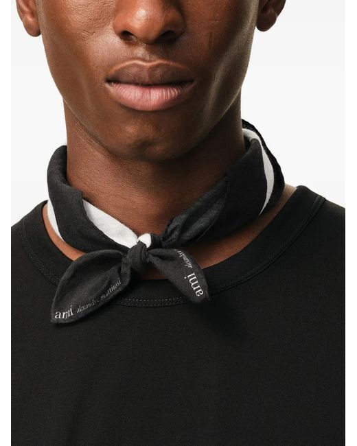 AMI Black Ami De Coeur Printed Scarf