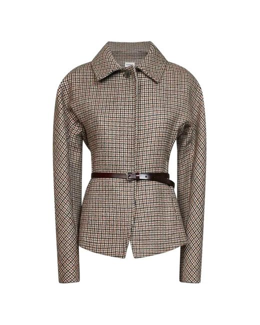P.A.R.O.S.H. Gray Houndstooth-Pattern Belted Jacket