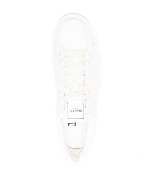 Balmain White B-court Leather Sneakers for men