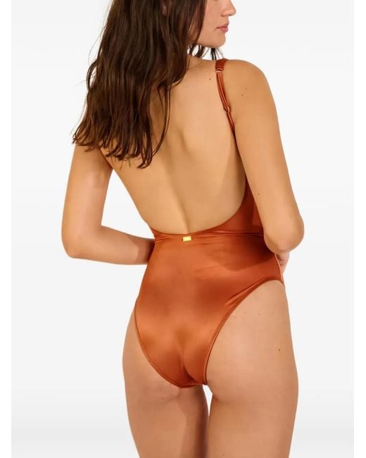 Banana Moon Orange Belted Scoop-Back Swimsuit