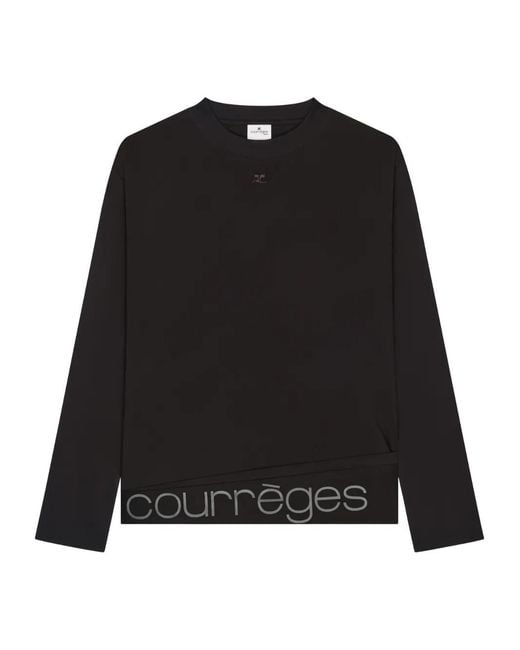 Courreges Black Long-Sleeved Cropped Silk And Nylon Top for men