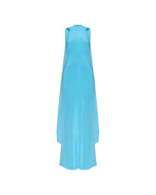 Cult Gaia Blue Doe Halterneck Draped-Panel Dress
