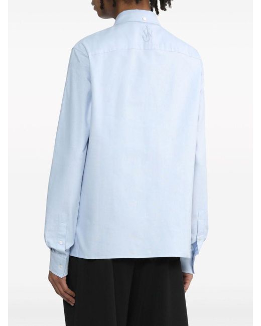 JW Anderson Draped-detailing Cotton Shirt in Blue for Men | Lyst