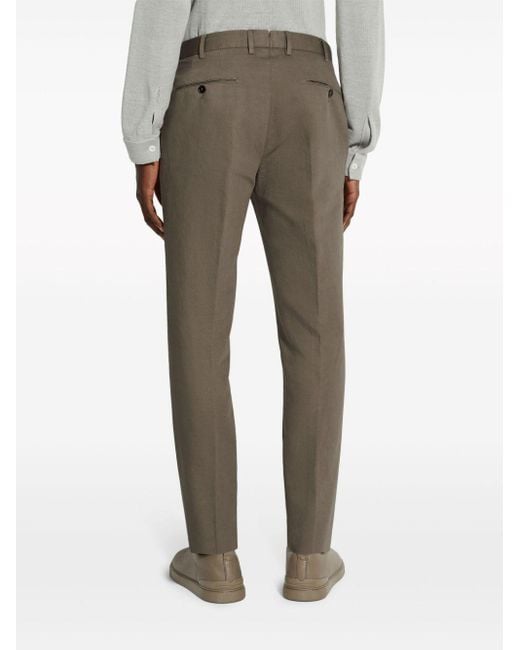 Zegna Gray Tapered-leg Cotton-blend Chino Trousers for men