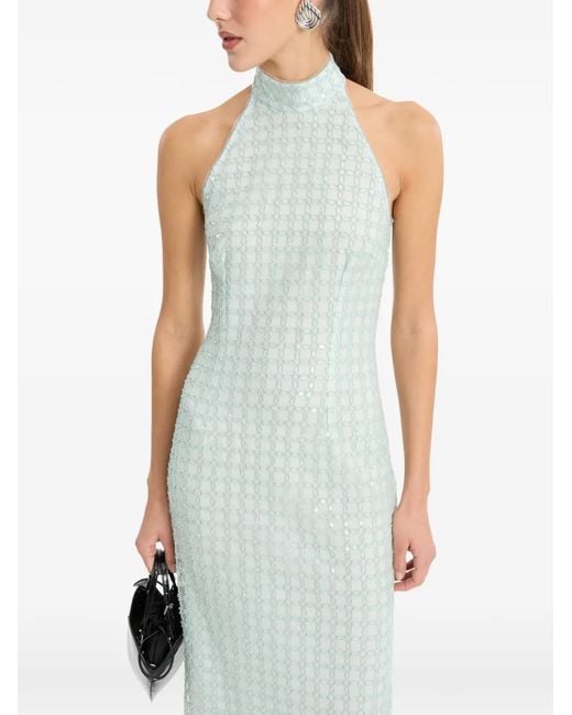 ROTATE BIRGER CHRISTENSEN Green Chic Halterneck Dress With Back Slit