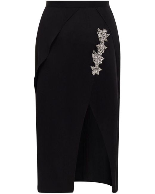Christopher Kane Floral-appliqué Pencil Midi Skirt in Black | Lyst