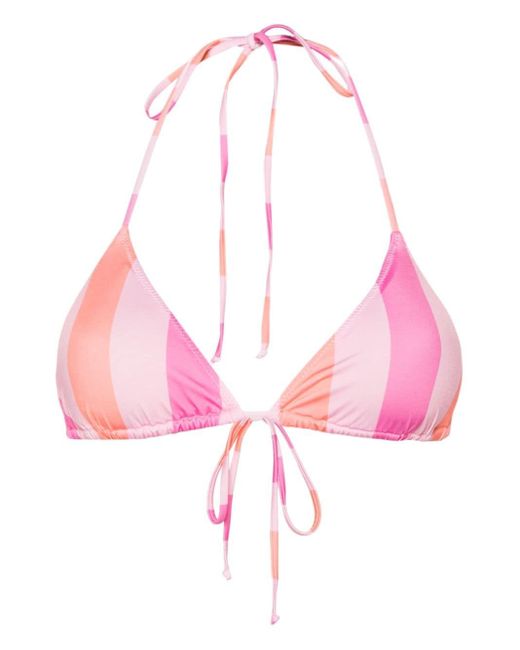 Top de bikini a rayas con diseño triangular Mc2 Saint Barth de color Pink