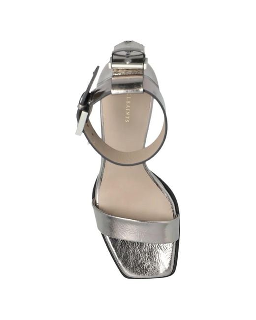 AllSaints White Noir Leather Sandals