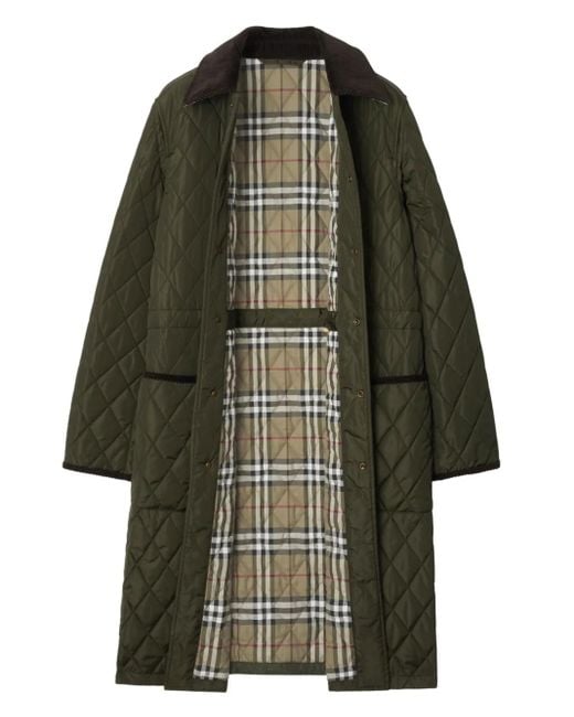 Burberry Green Quilted Car Coat