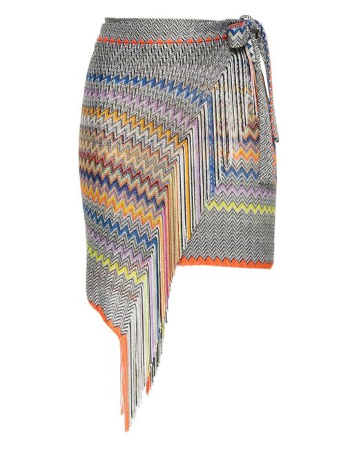 Missoni Blue Zigzag-woven Sarong Skirt